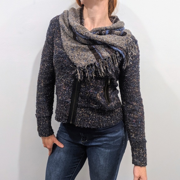 Curio New York Sweaters - ❣️Curio New York Tweed Marl Sweater Attached Scarf